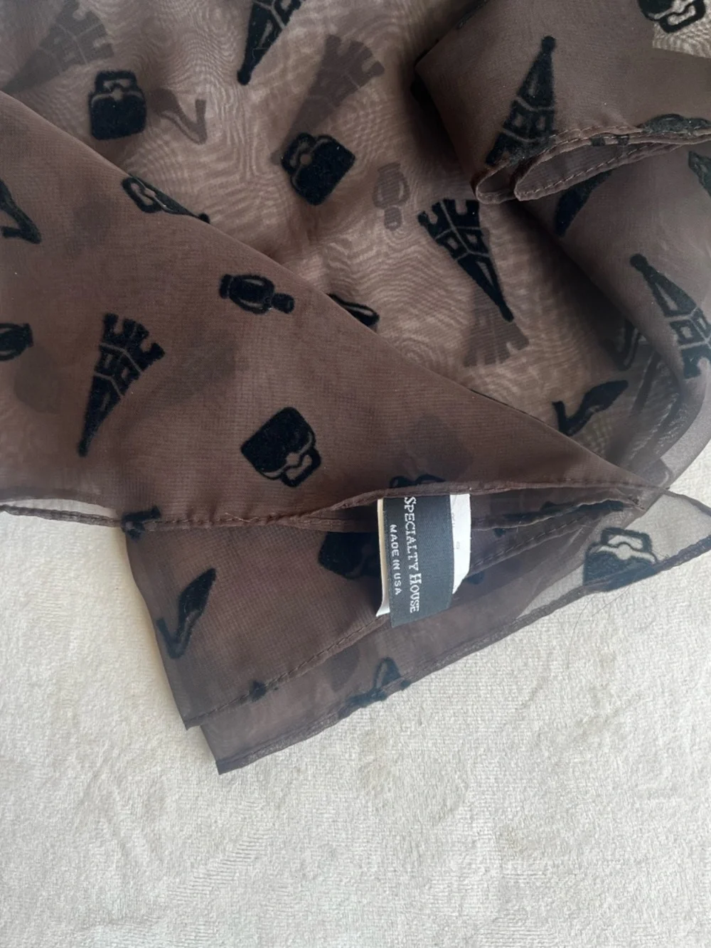 Women's Black Eiffel Tower & Accessories Print‎ Scarf